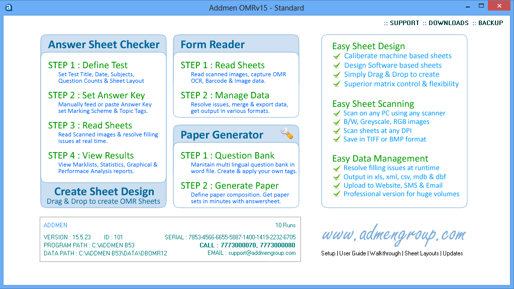 OMR Software Main Interface